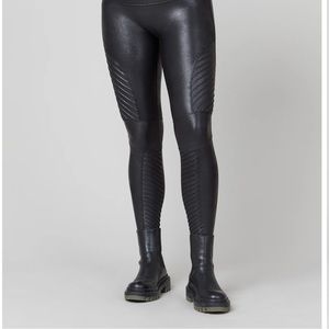 Spanx Faux Leather Moto Leggings in Black